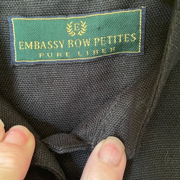 100% LINEN MIDI DRESS IN BLACK SIZE 8 PETITE BY EMBASSY ROW PETITES - Picture 2 of 7